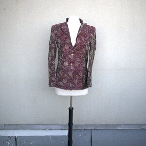 Red Maroon Blazer with Gold Accents